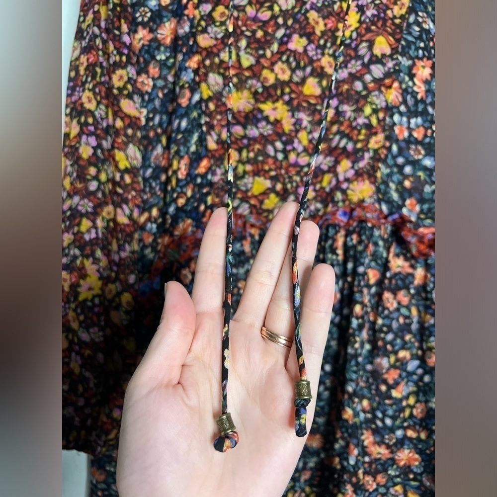 Anthropologie Boho Helene Sheer Floral Long Sleeve Dress XS - Picture 9 of 14